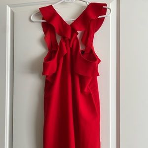 Banana Republic Red Ruffle Mini Petite Dress